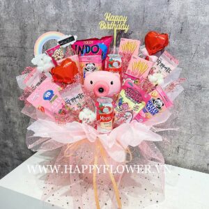 Hộp Snack Mix Pink Piggy - Big Size (Hộp Hồng) | Happy Flower