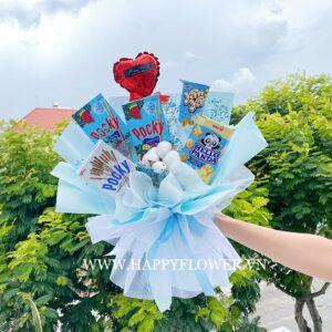 Bó Snack Mix Blue - Mini Size (Giấy Xanh Blue) | Happy Flower