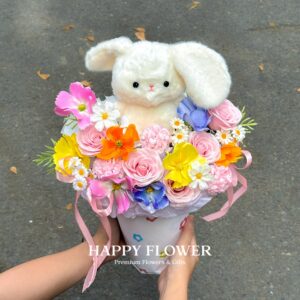 bó-hoa-gấu-bông-bé-thỏ-dễ-thương-tặng-người-yêu