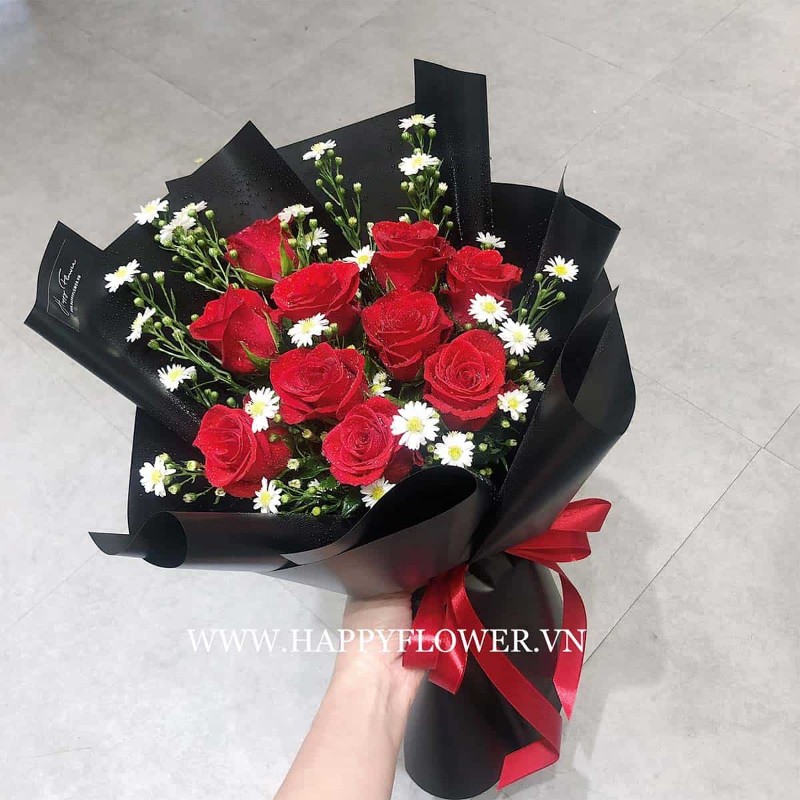 Hoa hồng đỏ và hoa cúc họa mi tặng mẹ